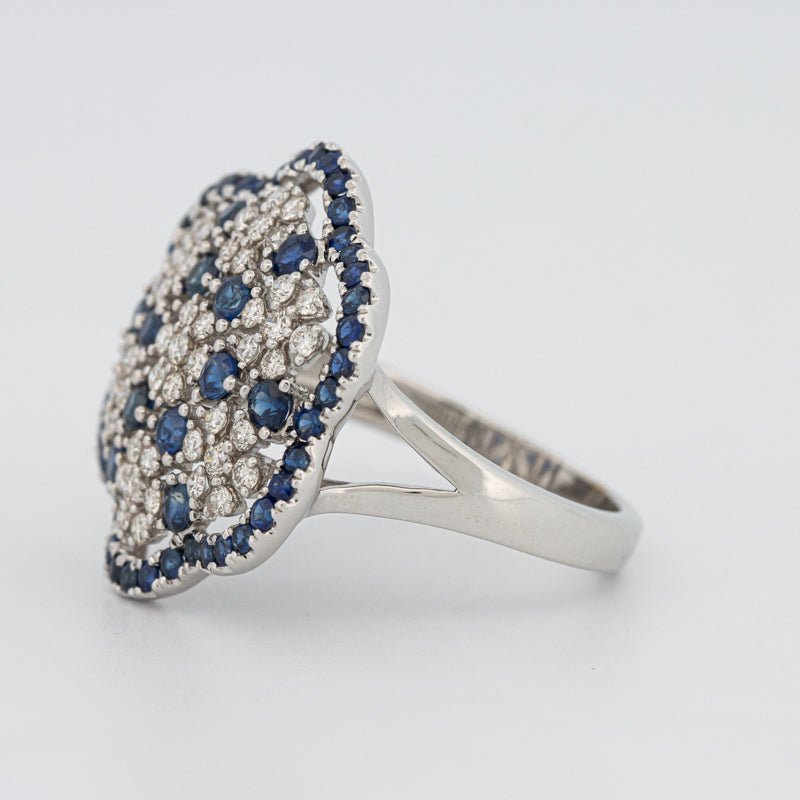 Blue Sapphire and Diamond Flower Ring - ZIZOV DIAMONDS