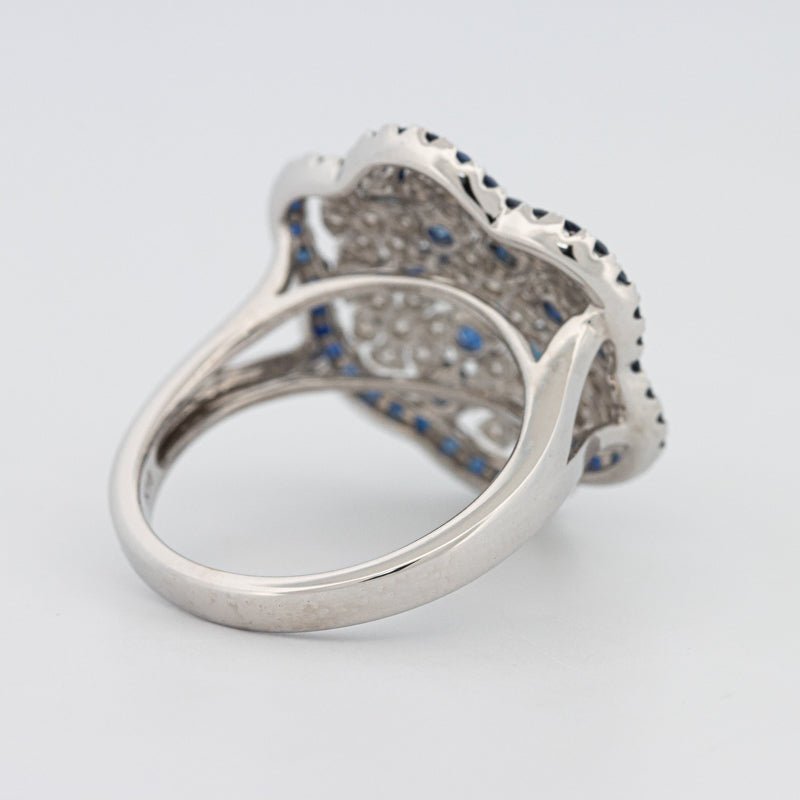 Blue Sapphire and Diamond Flower Ring - ZIZOV DIAMONDS
