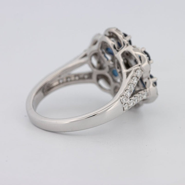 Blue Sapphire and Diamond Flower Ring - ZIZOV DIAMONDS