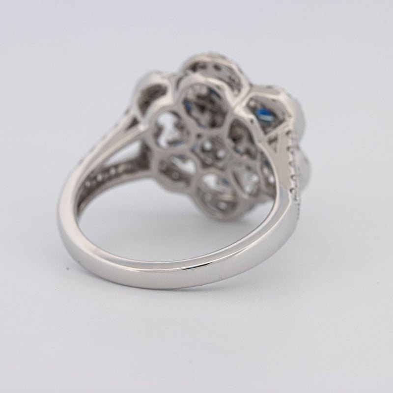 Blue Sapphire and Diamond Flower Ring - ZIZOV DIAMONDS