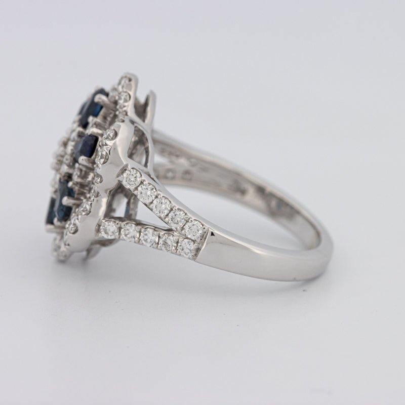 Blue Sapphire and Diamond Flower Ring - ZIZOV DIAMONDS