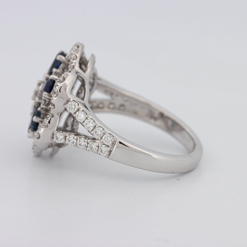 Blue Sapphire and Diamond Flower Ring - ZIZOV DIAMONDS