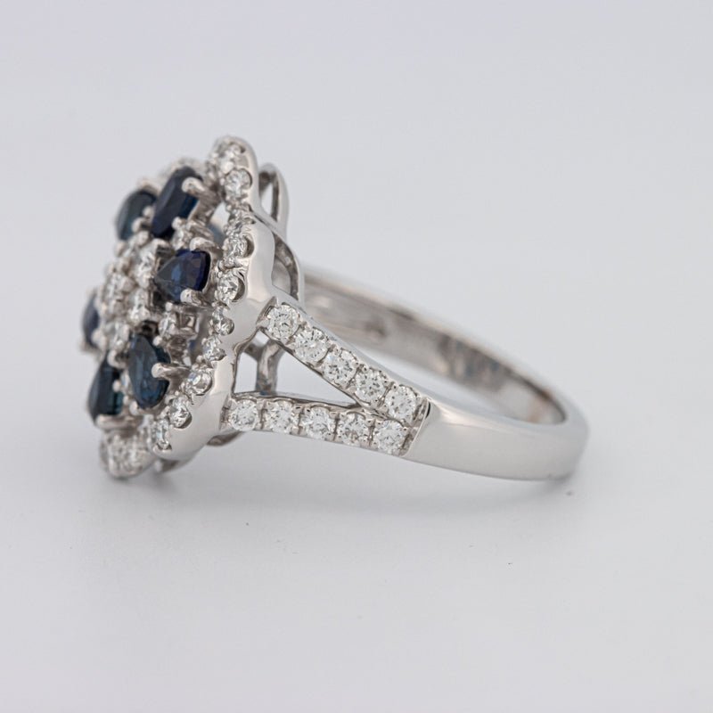 Blue Sapphire and Diamond Flower Ring - ZIZOV DIAMONDS