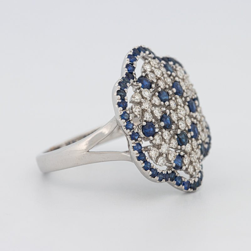 Blue Sapphire and Diamond Flower Ring - ZIZOV DIAMONDS