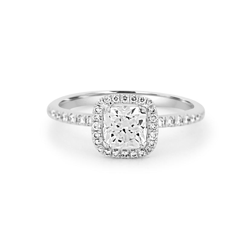 "Denty" Square Radiant Halo Solitaire - ZIZOV DIAMONDS