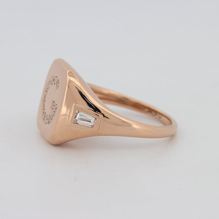 Diamond Initial "G" Signet Ring - ZIZOV DIAMONDS
