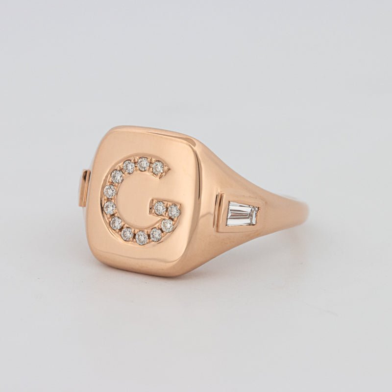 Diamond Initial "G" Signet Ring - ZIZOV DIAMONDS