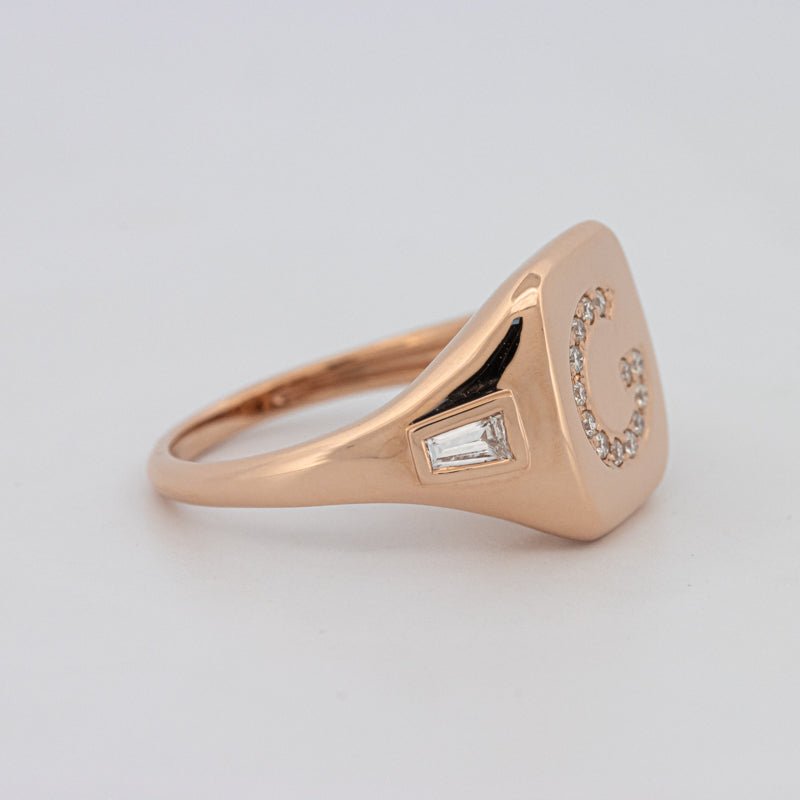 Diamond Initial "G" Signet Ring - ZIZOV DIAMONDS