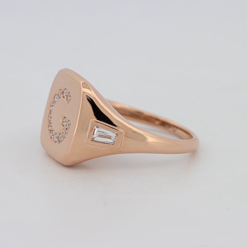 Diamond Initial "G" Signet Ring - ZIZOV DIAMONDS
