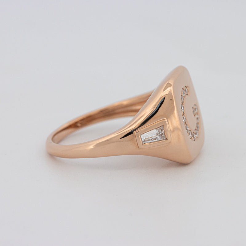 Diamond Initial "G" Signet Ring - ZIZOV DIAMONDS