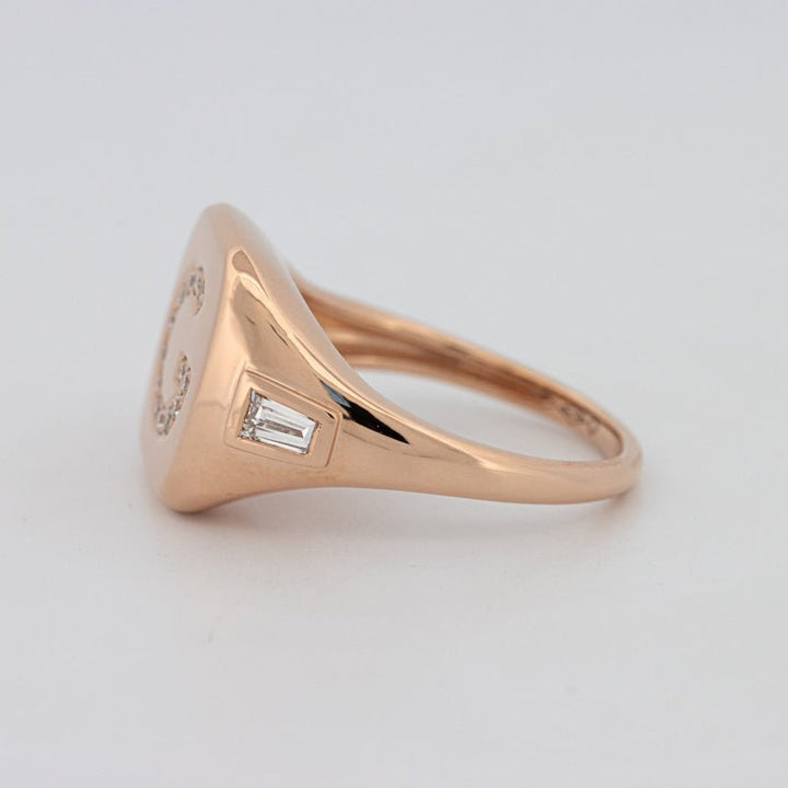 Diamond Initial "G" Signet Ring - ZIZOV DIAMONDS