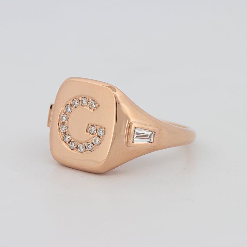 Diamond Initial "G" Signet Ring - ZIZOV DIAMONDS