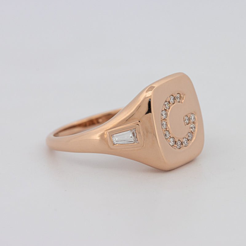 Diamond Initial "G" Signet Ring - ZIZOV DIAMONDS