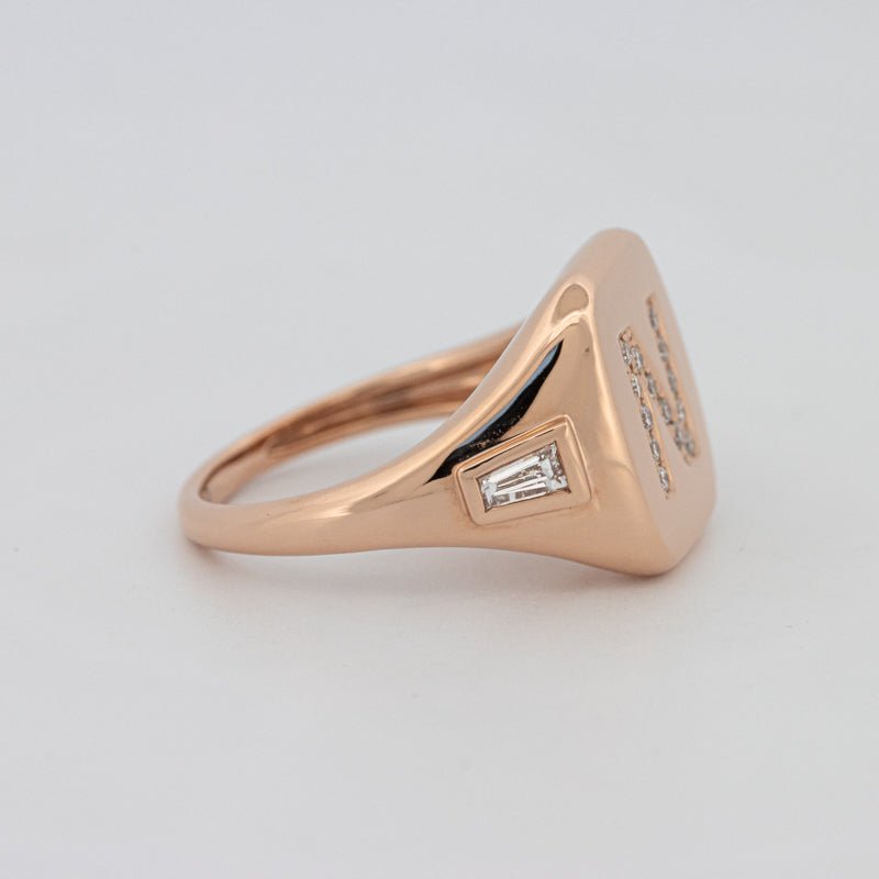 Diamond Initial "N" Signet Ring - ZIZOV DIAMONDS