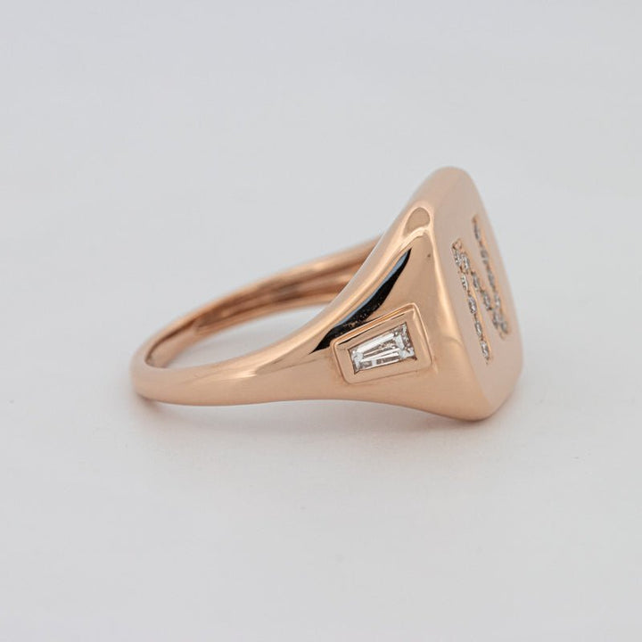 Diamond Initial "N" Signet Ring - ZIZOV DIAMONDS