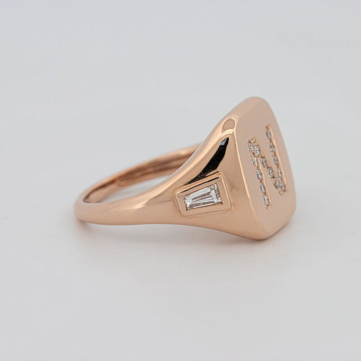 Diamond Initial "N" Signet Ring - ZIZOV DIAMONDS