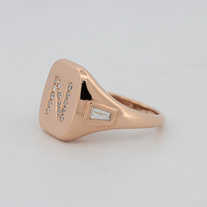 Diamond Initial "N" Signet Ring - ZIZOV DIAMONDS