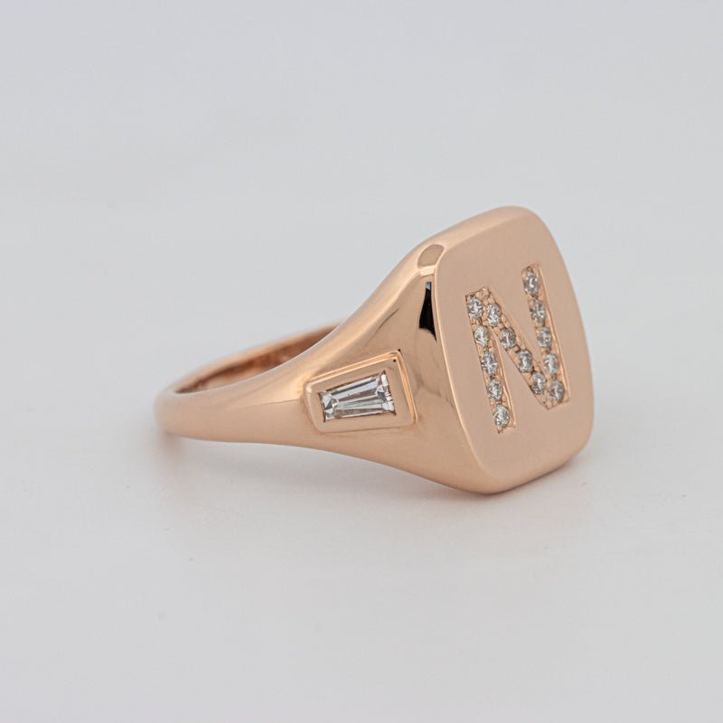 Diamond Initial "N" Signet Ring - ZIZOV DIAMONDS