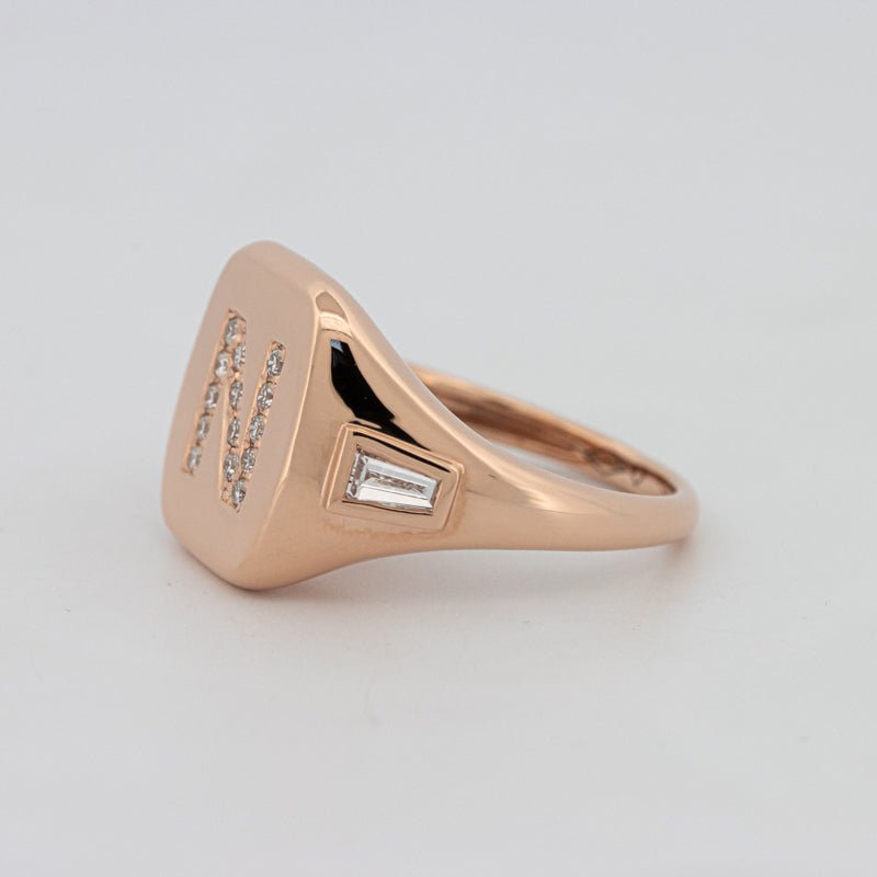 Diamond Initial "N" Signet Ring - ZIZOV DIAMONDS
