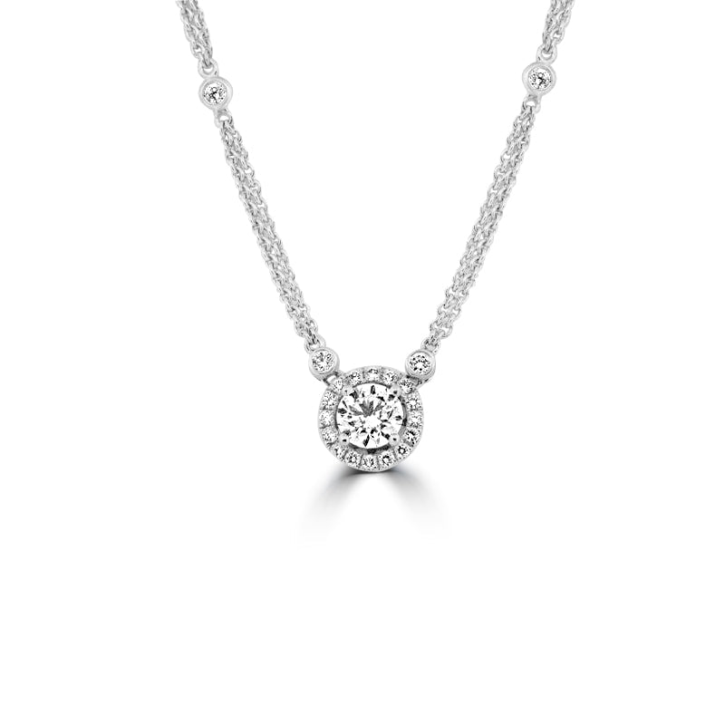 Double Chain Solitaire Pave Pendant - ZIZOV DIAMONDS