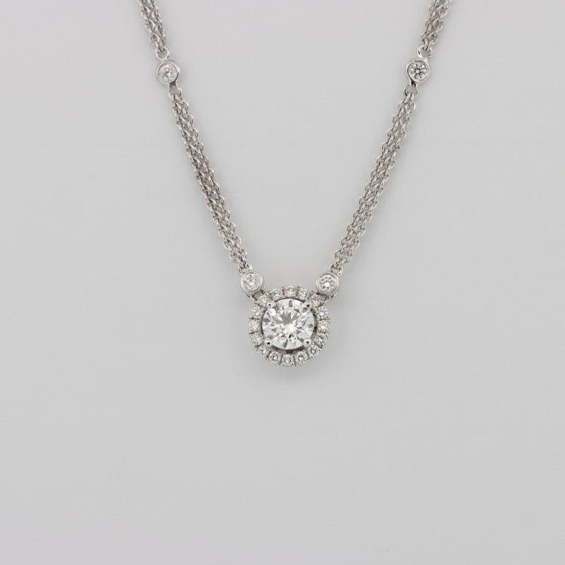 Double Chain Solitaire Pave Pendant - ZIZOV DIAMONDS