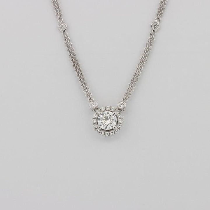 Double Chain Solitaire Pave Pendant - ZIZOV DIAMONDS