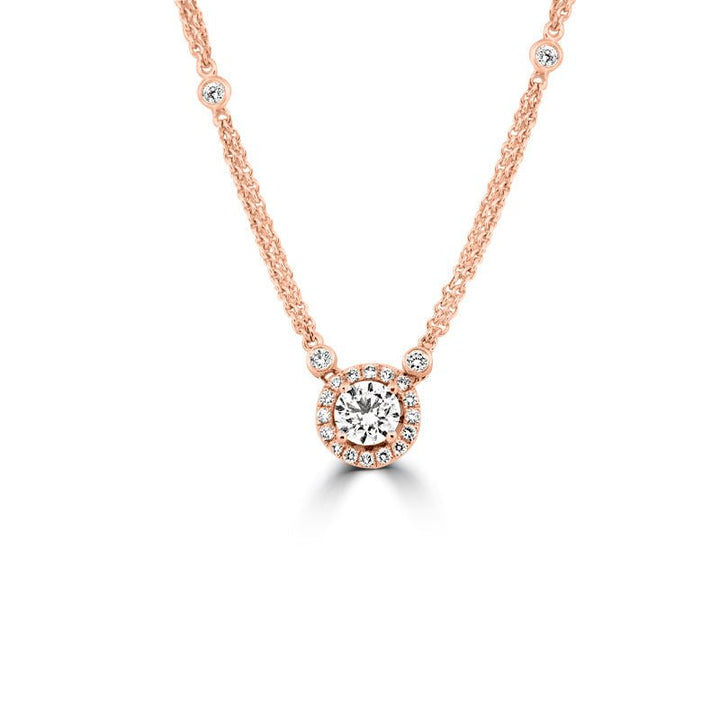 Double Chain Solitaire Pave Pendant - ZIZOV DIAMONDS