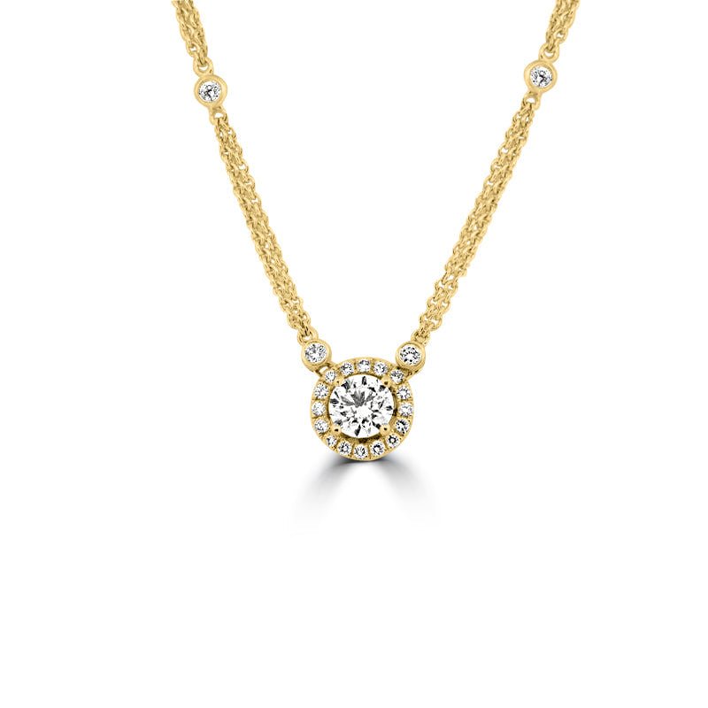 Double Chain Solitaire Pave Pendant - ZIZOV DIAMONDS
