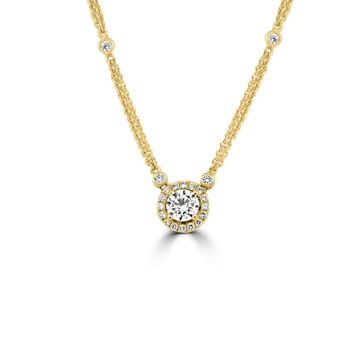Double Chain Solitaire Pave Pendant - ZIZOV DIAMONDS