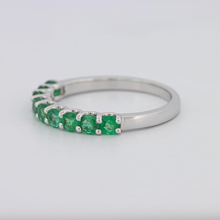 Green Emerald Half Eternity Band - ZIZOV DIAMONDS
