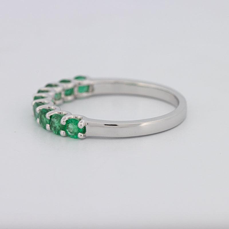 Green Emerald Half Eternity Band - ZIZOV DIAMONDS