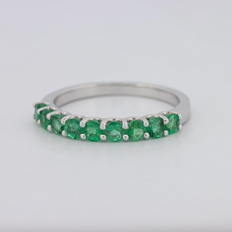 Green Emerald Half Eternity Band - ZIZOV DIAMONDS