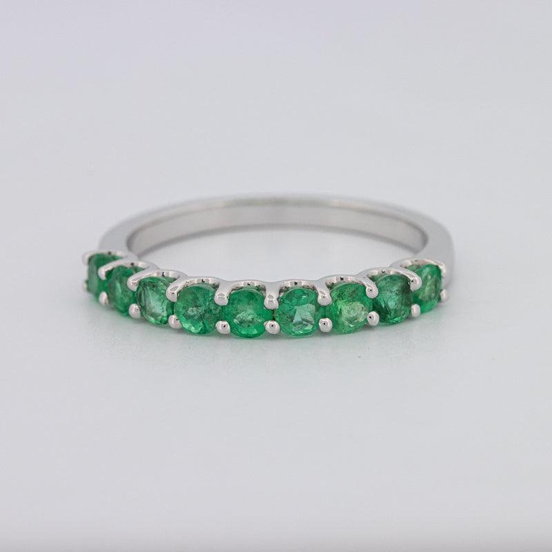 Green Emerald Half Eternity Band - ZIZOV DIAMONDS