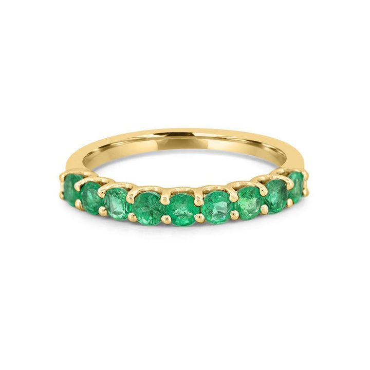 Green Emerald Half Eternity Band - ZIZOV DIAMONDS
