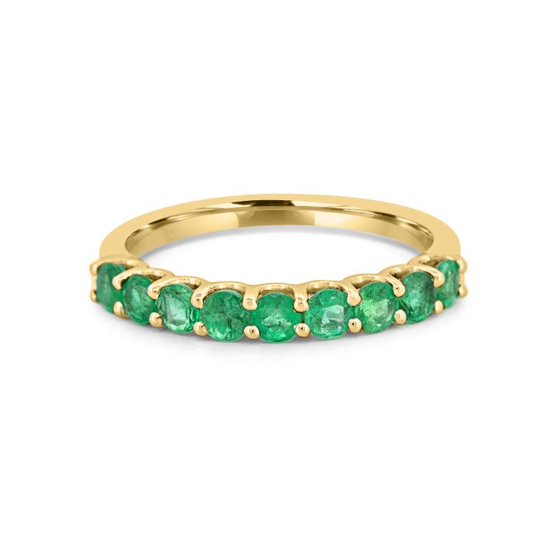 Green Emerald Half Eternity Band - ZIZOV DIAMONDS
