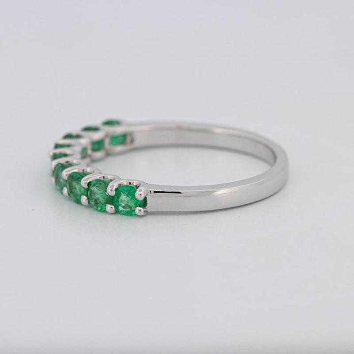 Green Emerald Half Eternity Band - ZIZOV DIAMONDS