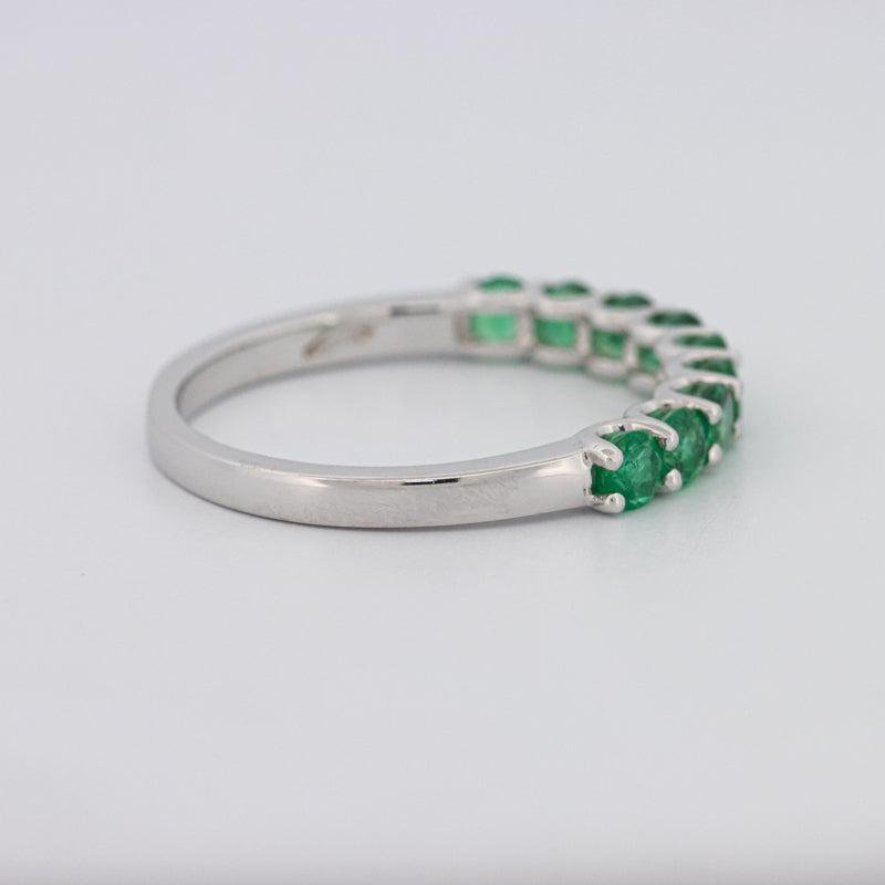 Green Emerald Half Eternity Band - ZIZOV DIAMONDS