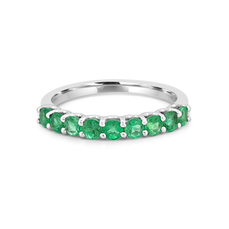 Green Emerald Half Eternity Band - ZIZOV DIAMONDS