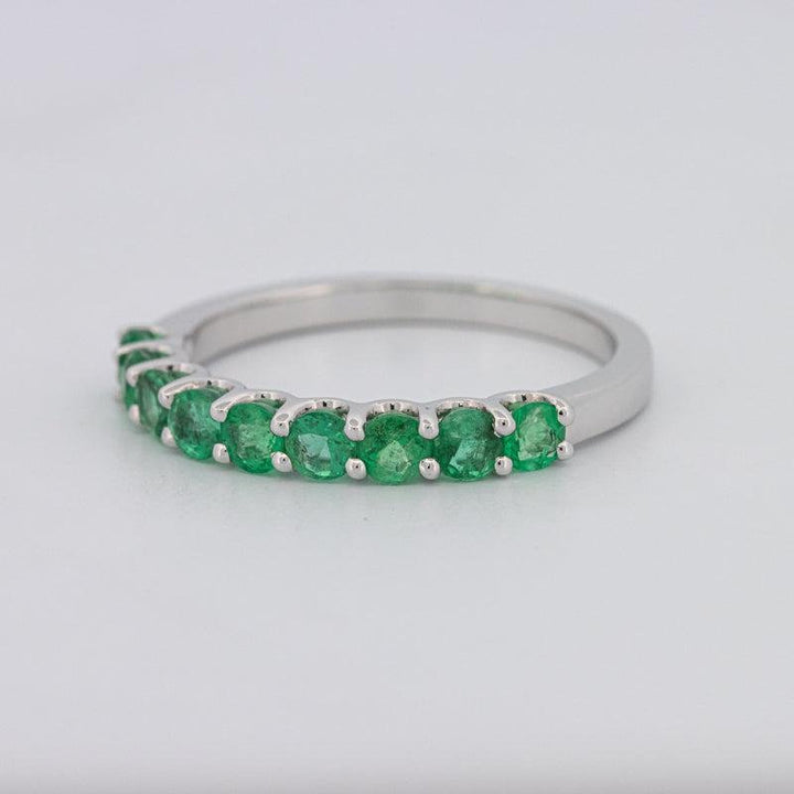 Green Emerald Half Eternity Band - ZIZOV DIAMONDS