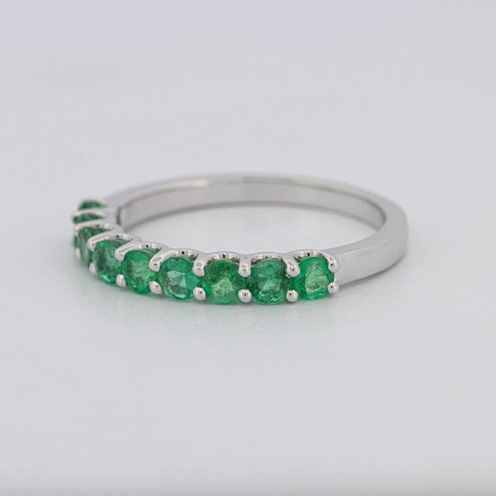 Green Emerald Half Eternity Band - ZIZOV DIAMONDS