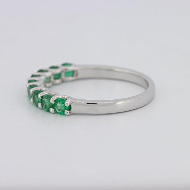 Green Emerald Half Eternity Band - ZIZOV DIAMONDS