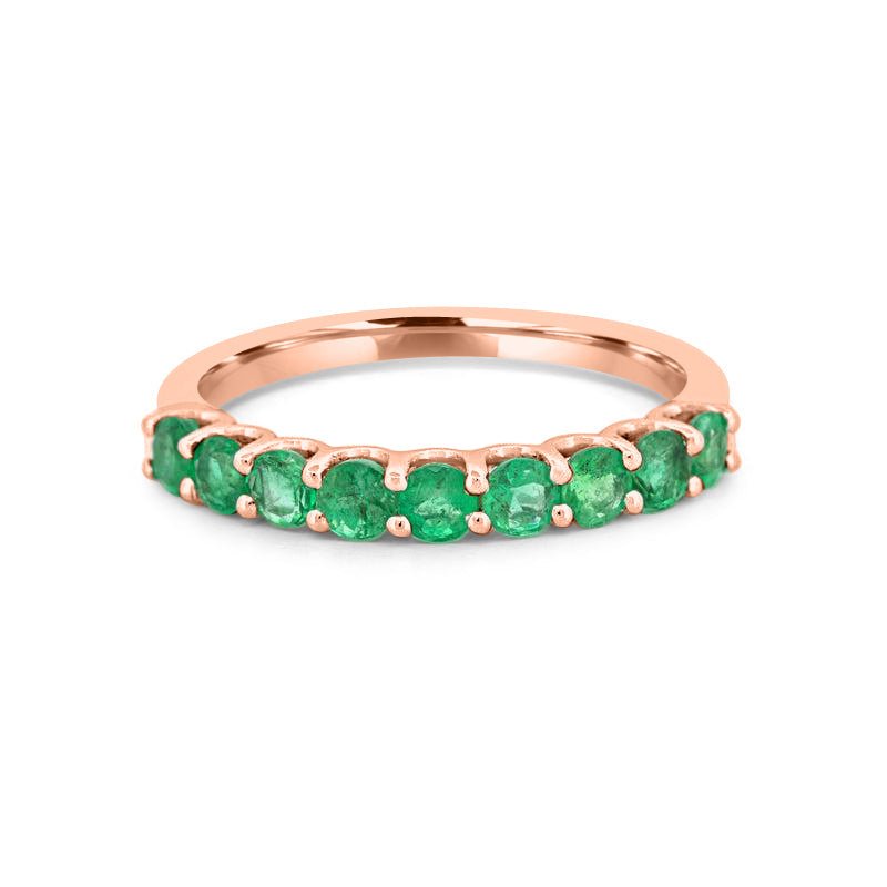 Green Emerald Half Eternity Band - ZIZOV DIAMONDS