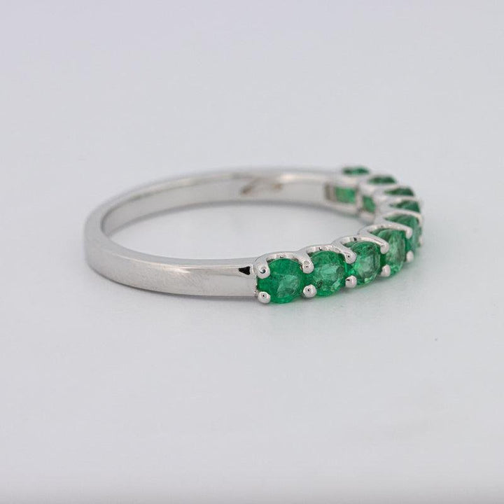 Green Emerald Half Eternity Band - ZIZOV DIAMONDS