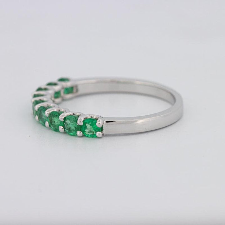 Green Emerald Half Eternity Band - ZIZOV DIAMONDS