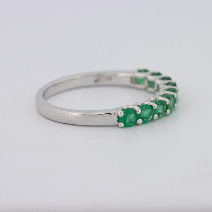 Green Emerald Half Eternity Band - ZIZOV DIAMONDS