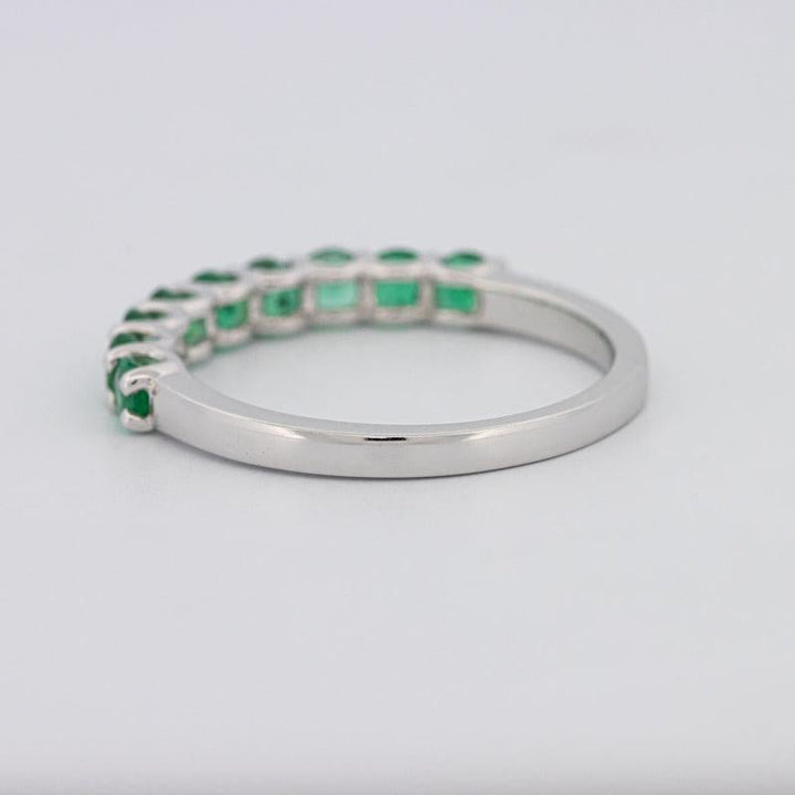 Green Emerald Half Eternity Band - ZIZOV DIAMONDS