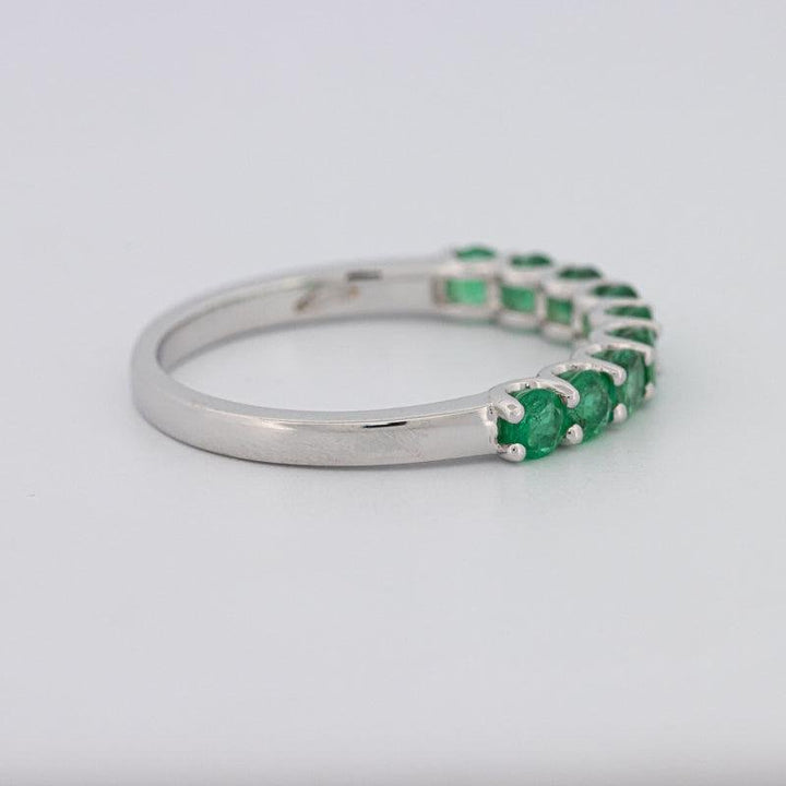 Green Emerald Half Eternity Band - ZIZOV DIAMONDS