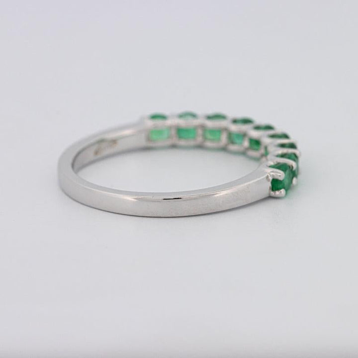 Green Emerald Half Eternity Band - ZIZOV DIAMONDS