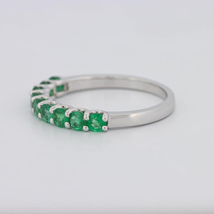 Green Emerald Half Eternity Band - ZIZOV DIAMONDS