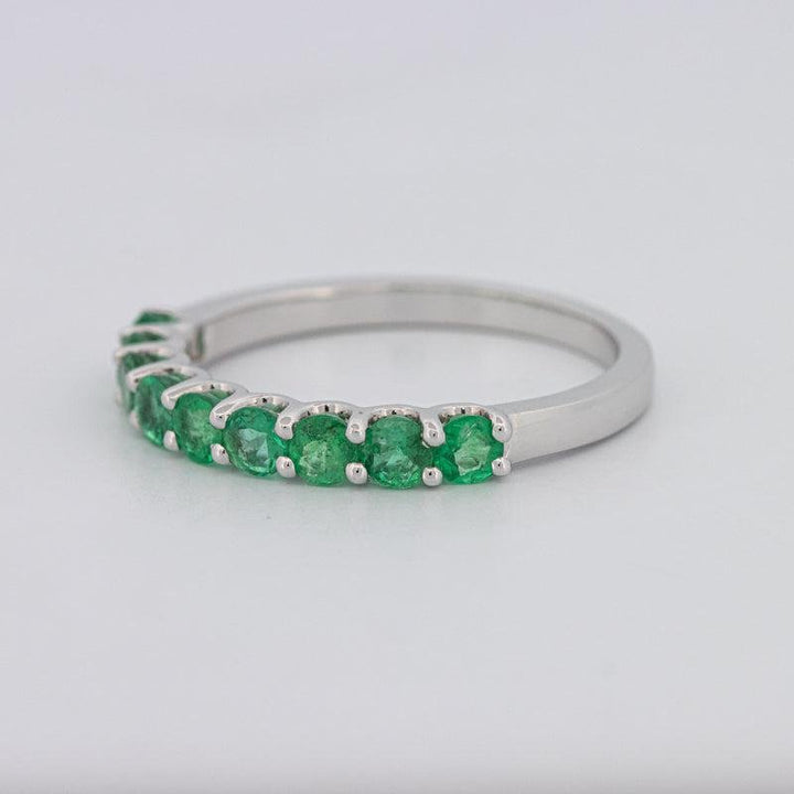 Green Emerald Half Eternity Band - ZIZOV DIAMONDS